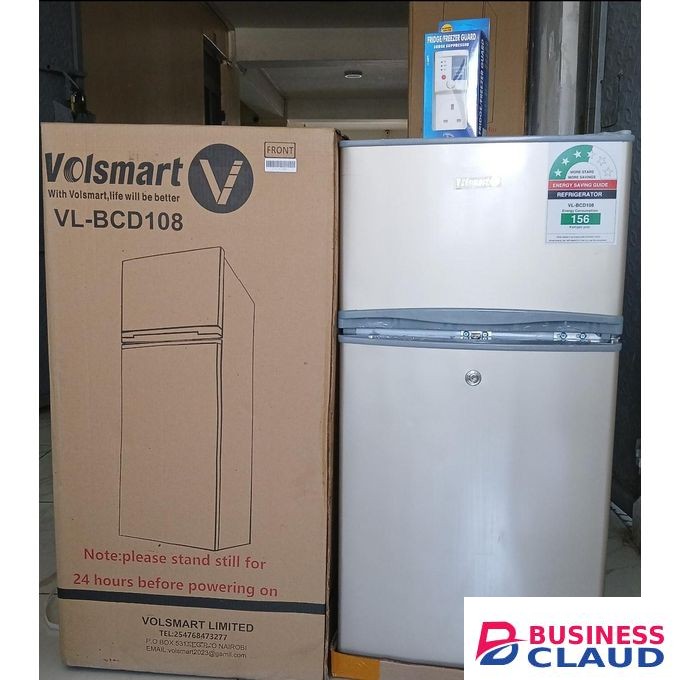 VOLSMART 108L Double Door Fridge With Free Fridge Guard