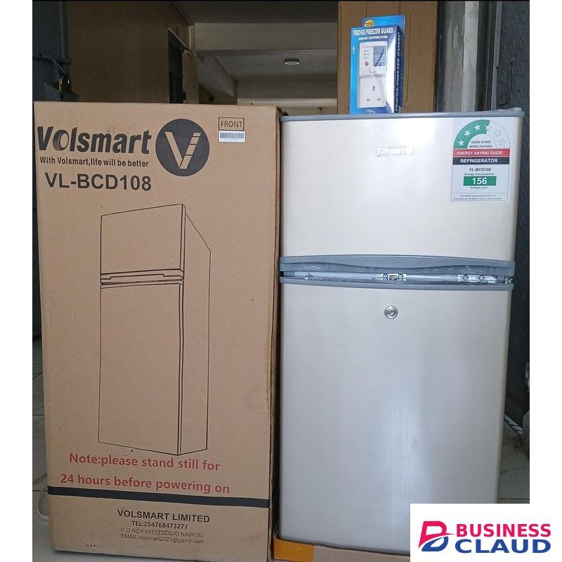 VOLSMART 108L Double Door Fridge With Free Fridge Guard