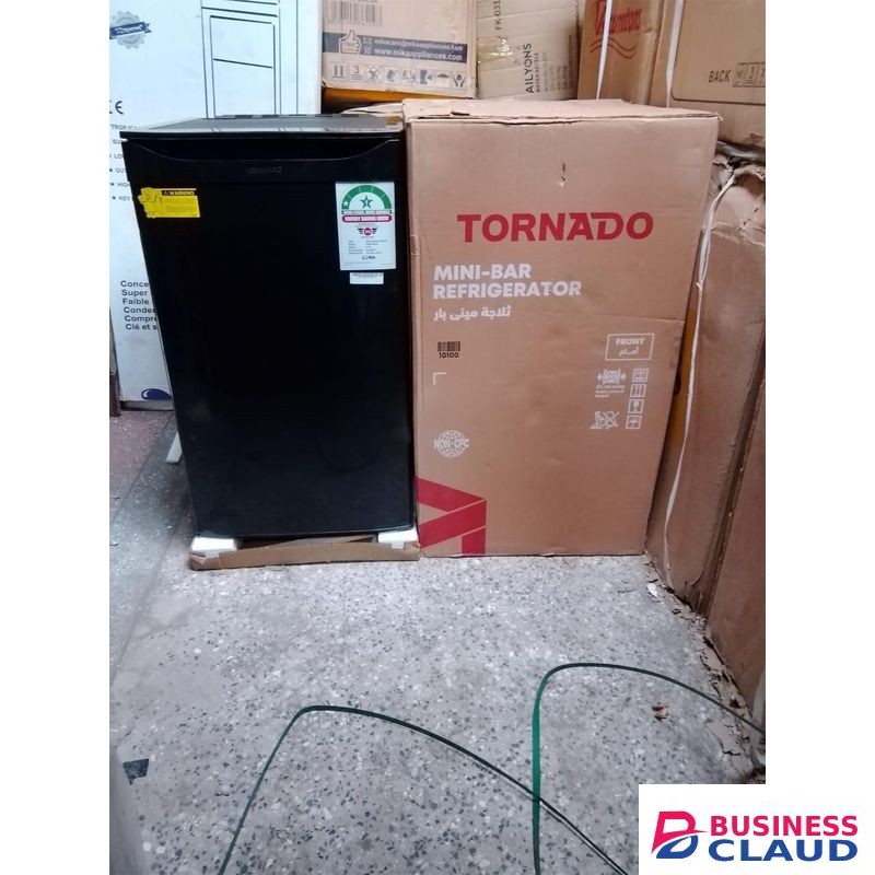Tornado Refrigerator No Frost 100 Liter Black, 3 Years Warranty, Large Capacity Fridge/Freezer, Vegetable/Fruit Rack