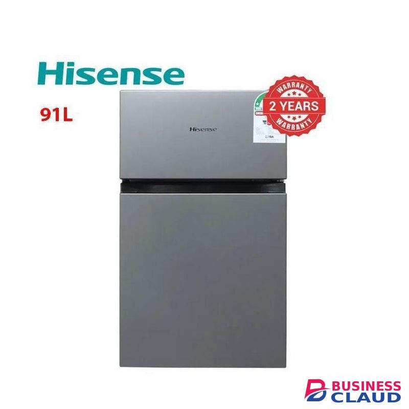 Hisense 91L Double Door Fridge Mini Bar Fridge Top Mounted Freezer 2yr Warranty - Silver