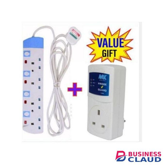 Powermax Power King HOME BEST 4 WAY POWER EXTENSION WITH LONG CABLE+FREE FRIDGE GUARD For Single Or double Refrigerator