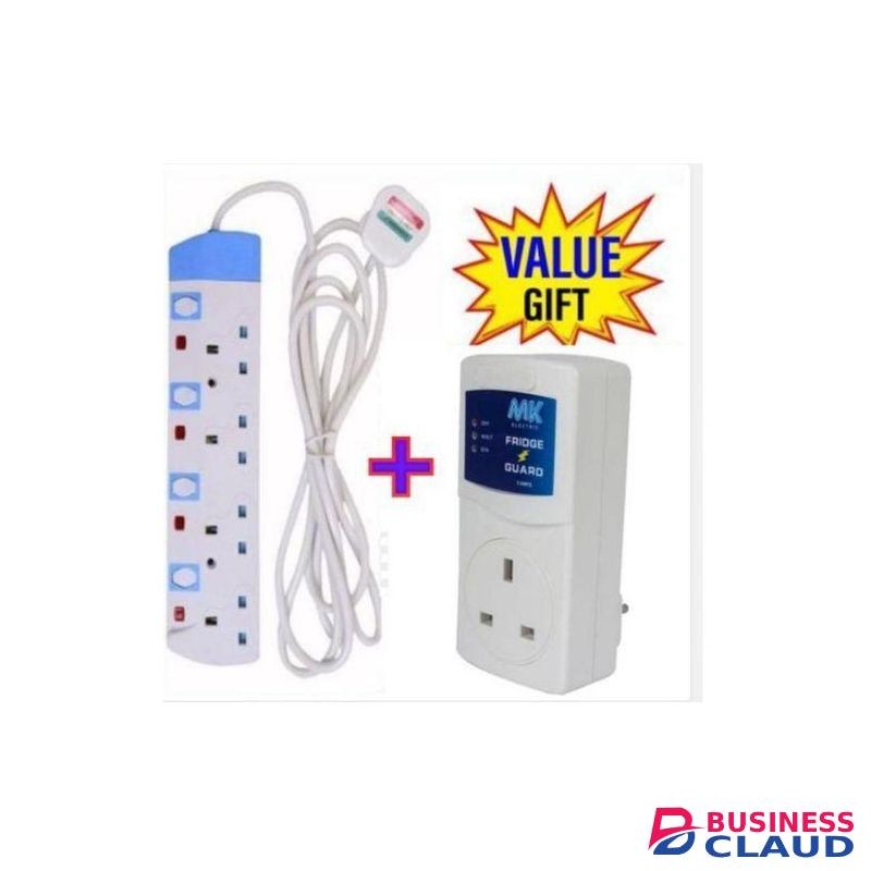 Powermax Power King HOME BEST 4 WAY POWER EXTENSION WITH LONG CABLE+FREE FRIDGE GUARD For Single Or double Refrigerator