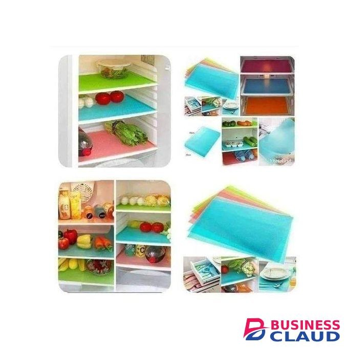 Durable 4PCS PVC Fridge Mats – Waterproof, Non-Slip, Easy-to-Clean Shelf Liners for Refrigerator and Kitchen Use-blue
