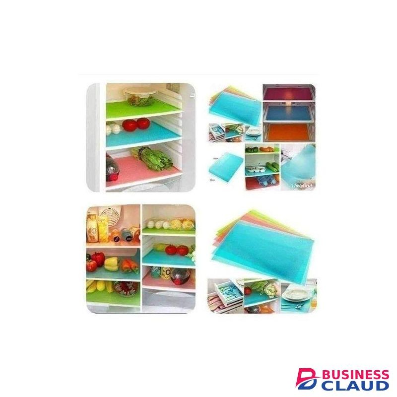 Durable 4PCS PVC Fridge Mats – Waterproof, Non-Slip, Easy-to-Clean Shelf Liners for Refrigerator and Kitchen Use-blue