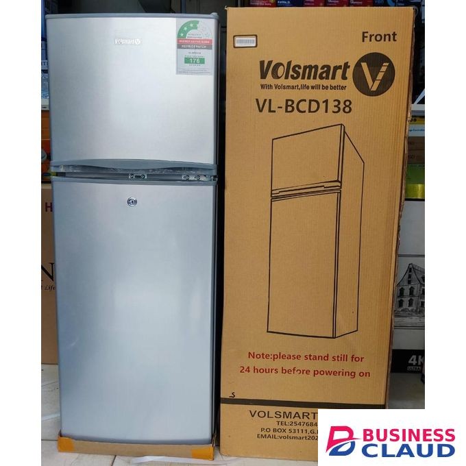 VOLSMART 138L Double Door Fridge - Silver