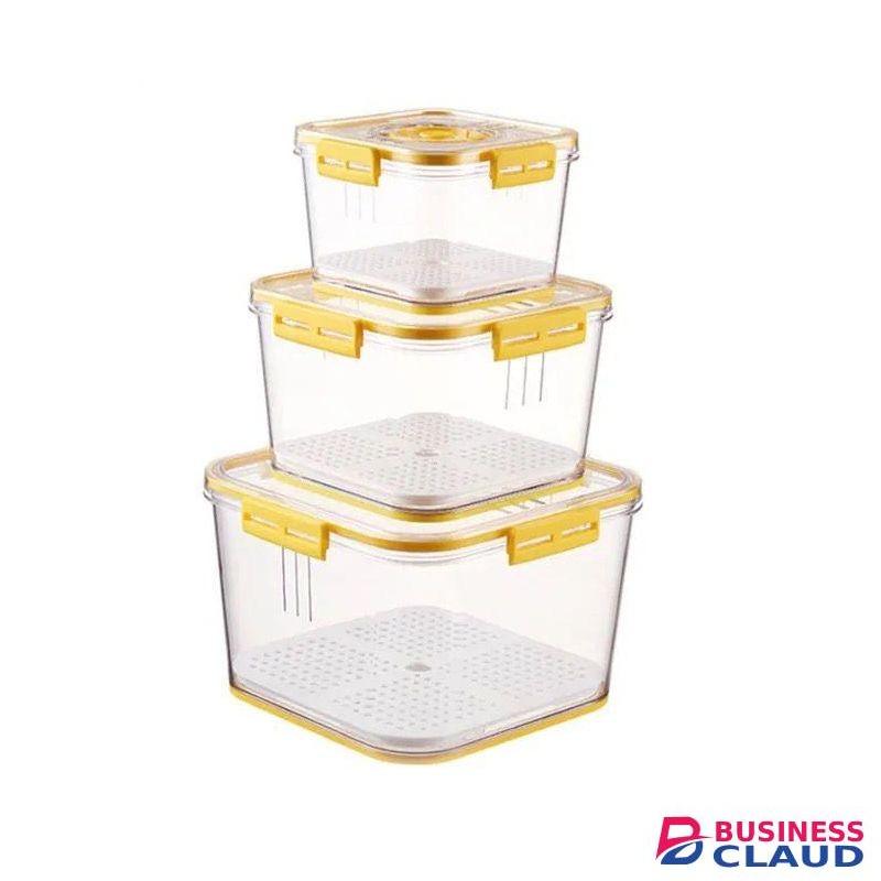 3-Piece Stackable Food Storage Set, Multipurpose Pantry Organizers, Airtight Refrigerator Containers, Kitchen Storage Box Set, Clear Food Keepers, Refrigerator Organizer Bins