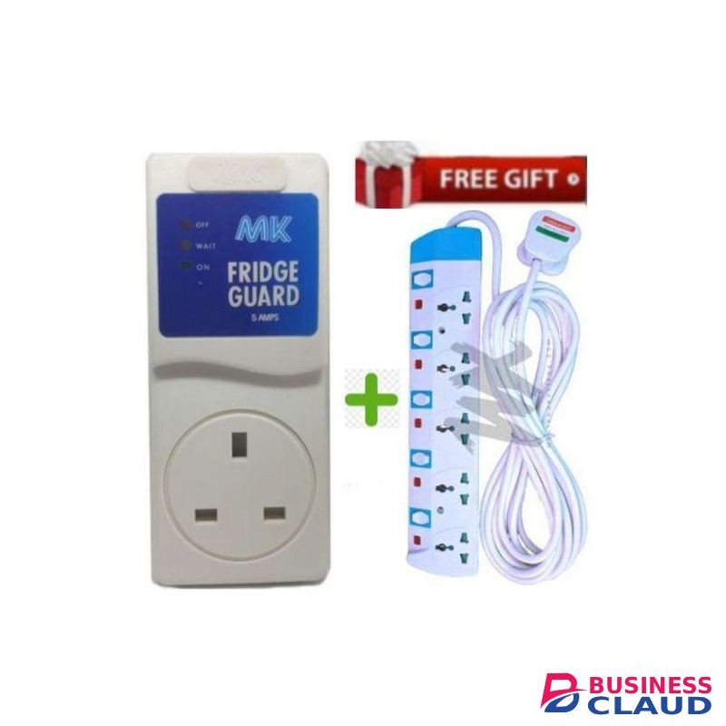 MK 5 Amps Electronic Fridge Guard For Single & Double door Refrigerator/Freezers-white+Free 5 -way Extension Cable With on & off Switch