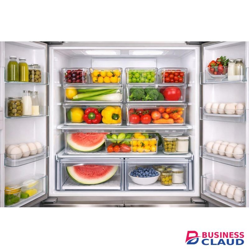 7pcs BPA-Free Stackable acrylic Fridge Organizer Bins with Lids - Clear Refrigerator Storage Containers for Fruit, Vegetables, Food, and Drinks