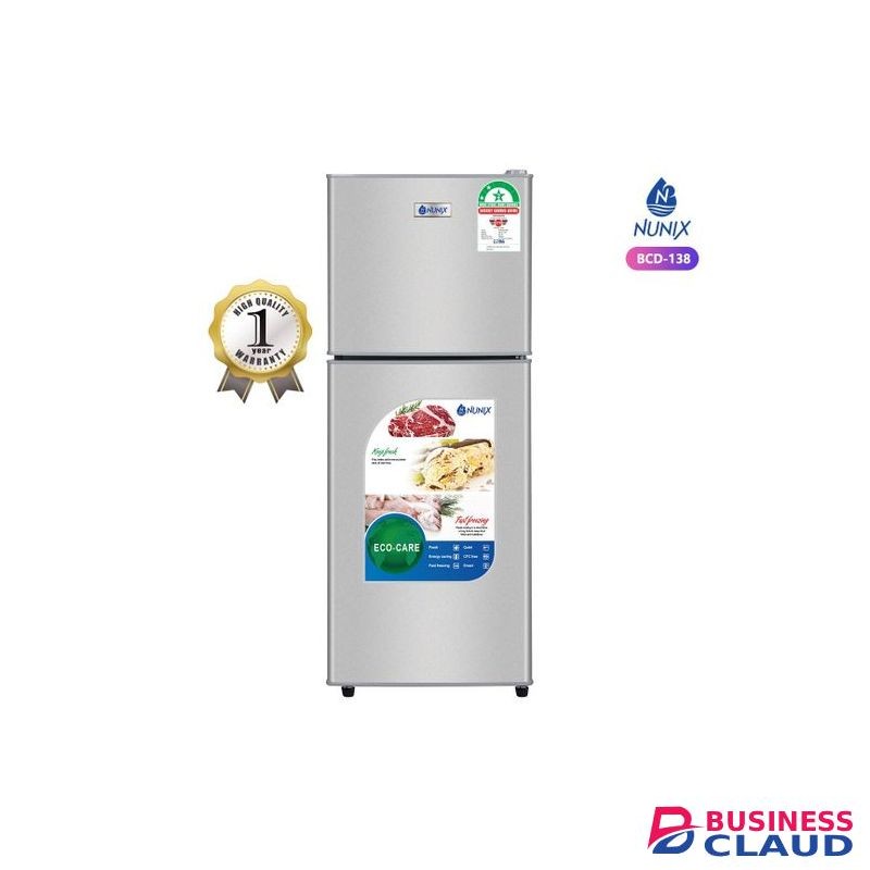 Nunix 138Litres Double Door Fridge -Silver