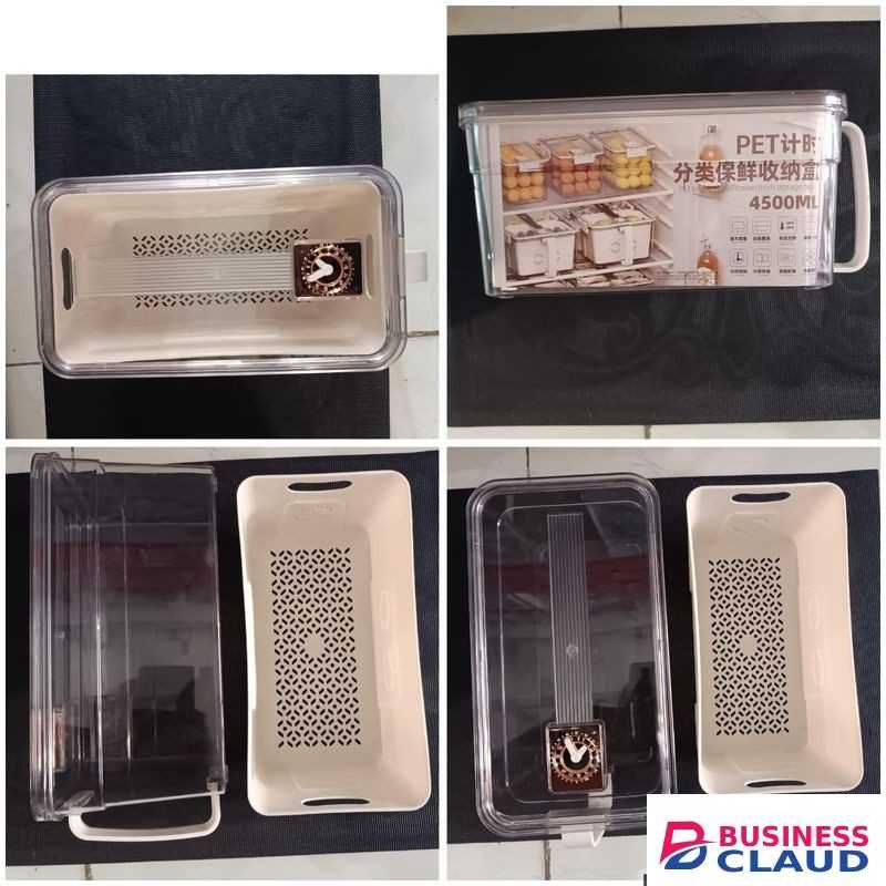 2 in 1 Acrylic Fridge Container 4.5L with Timed Storage and Temperature Tolerance Range, Durable Airtight Food Storage Box for Refrigerator and Freezer, Leakproof and Clear Design for Kitchen Organization