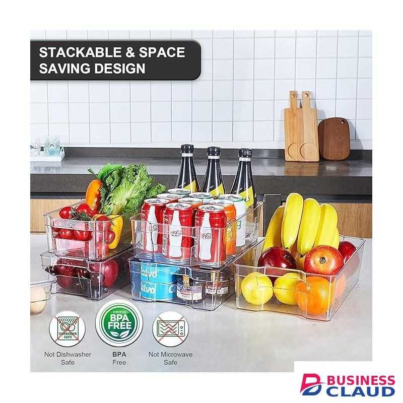 Storage Organizer for Fridge , Office, Bath & Pantry Storage Rack - Space-Saving Stackable Organizer for Kitchen, Bath , Office, Refrigerator & Freezer (Clear)