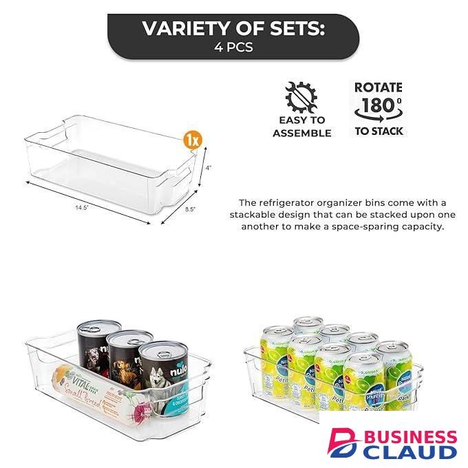 Storage Organizer for Fridge , Office, Bath & Pantry Storage Rack - Space-Saving Stackable Organizer for Kitchen, Bath , Office, Refrigerator & Freezer (Clear)