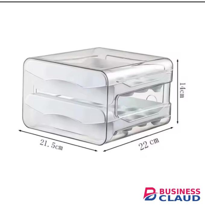 Double Layered Acrylic Egg Storage Tray for Refrigerator, 32-Egg Capacity, Transparent Durable Plastic Organizer for Kitchen, Home, and Fridge Egg Holder