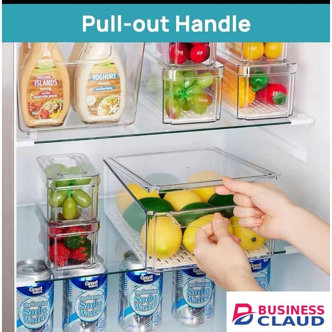 7-pcs BPA-Free Stackable Acrylic Fridge Organizer Bins with Lids – Clear Refrigerator Storage for Fruit, Vegetables, Food & Drinks