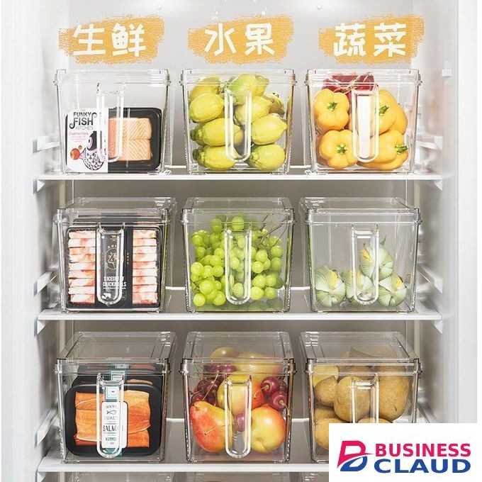 Stackable Refrigerator Storage Containers with Handle - 3L Clear Acrylic Food Organizer Bins, Transparent Produce Crisper Box, Fridge Pantry Organizer, Eco-Friendly & Non-Toxic