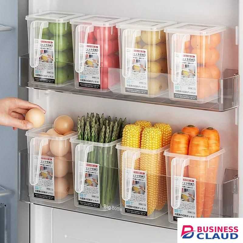 Refrigerator Storage Box Fridge Side Door Food Fresh Boxes Bins With Handle Durable Clear Plastic Organizer For Fruit Vegetable Kitchen Storage Home Use