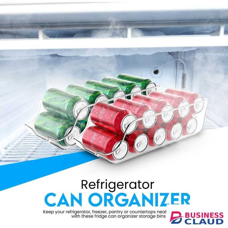 addigoes 2-Pack Soda Can Organizer, Fridge & Pantry Storage Rack - Space-Saving Stackable Organizer for Kitchen, Refrigerator & Freezer (Clear)