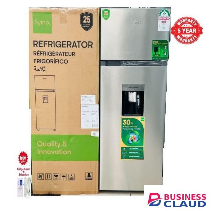 Syinix 210 LITRES FRIDGE With Water Dispenser, Double Door Energy Efficient