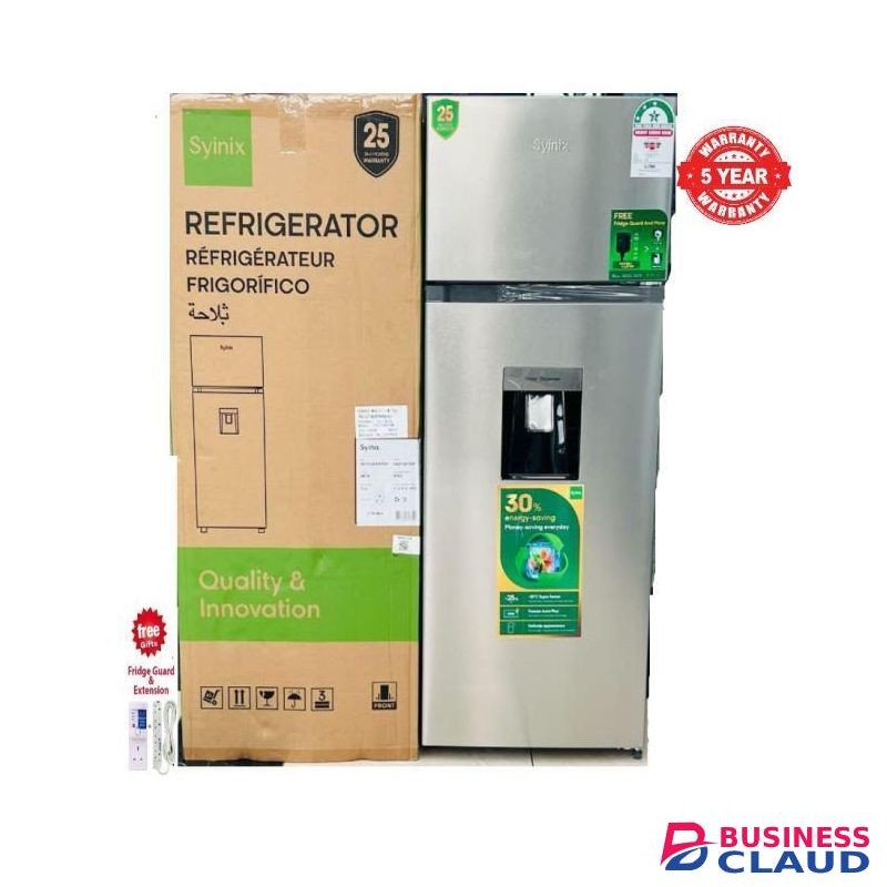 Syinix 210 LITRES FRIDGE With Water Dispenser, Double Door Energy Efficient