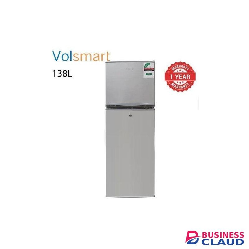 VOLSMART 138L Double Door Fridge - Silver WITH FREE GIFT