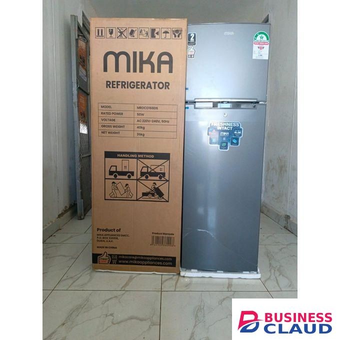 Mika fridge 168 L double door dark silver with a cool pad with free gifts