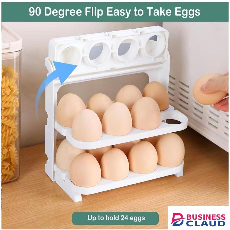 Egg Organizer Tray, Space-Saving Refrigerator Egg Storage Rack, Holds Up to 24 Eggs, Ideal for Fridge, Kitchen, Cabinets, and Dining Table
