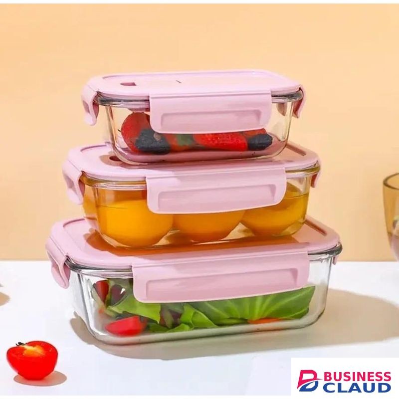 Borosilicate Glass Food Storage Containers with Lids / Airtight Leak Proof Food Container / Snap & Lock Shut Lids and Silicone Seal Fridge Organizer / Stackable Refrigerator Organizer / Glass Food Storage Containers with Leakproof Lids Set of 3