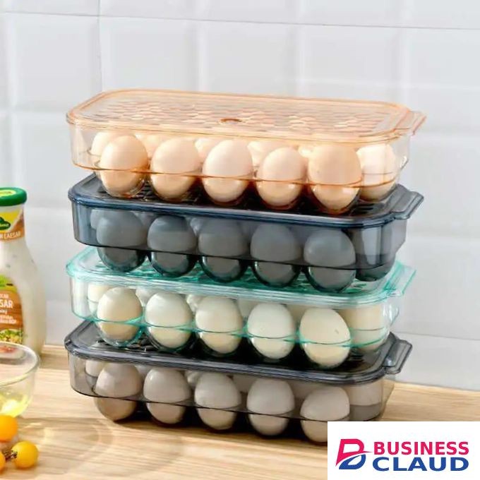 Egg Storage Box Egg Holder for Refrigerator Transparent Single Layer with Lid Stackable Plastic Egg Container Organizer for 16 Eggs Kitchen Fridge Storage Solution