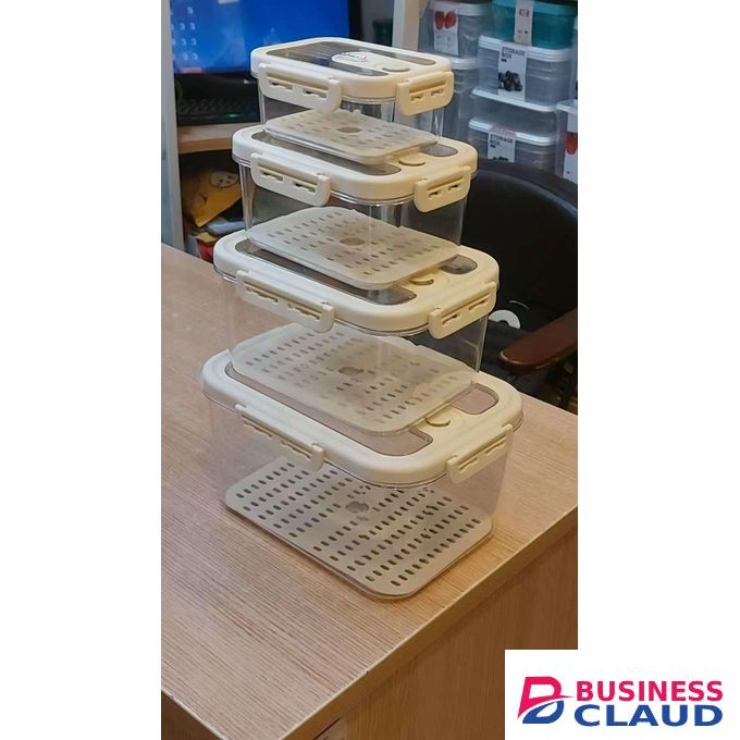 4pcs Fridge Organizer Clear Acrylic Storage Bins Food Grade Refrigerator Containers Stackable Kitchen Shelf Drawer Fruit Vegetable Egg Drink Space Saving Storage Boxes Set