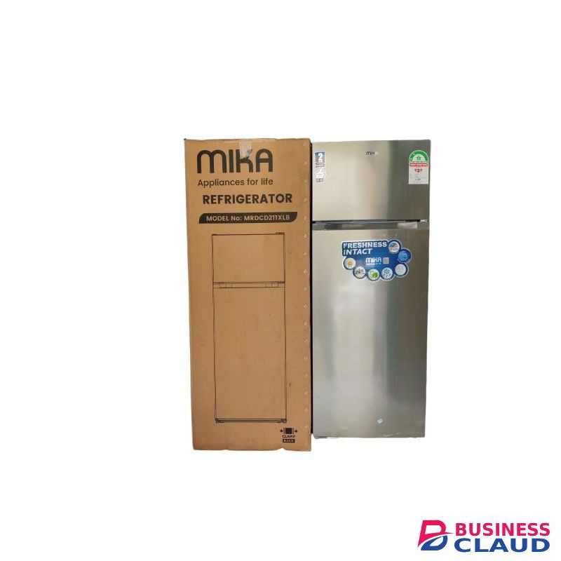 MIKA 211 L Fridge, 2 Door Top Mount Freezer Dark Silver