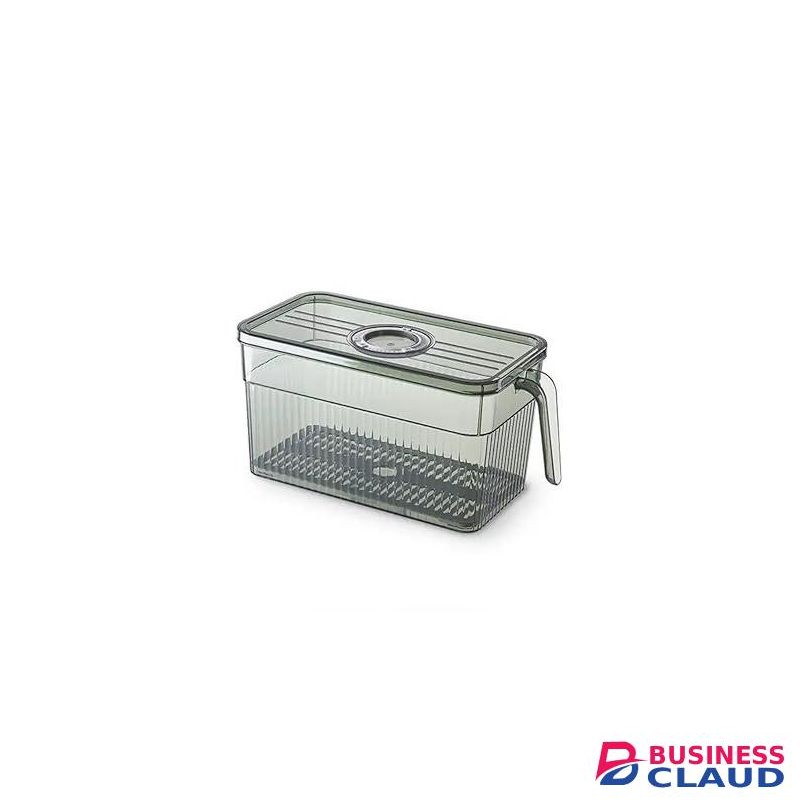 Premium Acrylic Fridge Organizer Bin - Clear Stackable Food Storage Container with Handle & Lid - BPA-Free Refrigerator Organizer for Fruits, Vegetables & Pantry