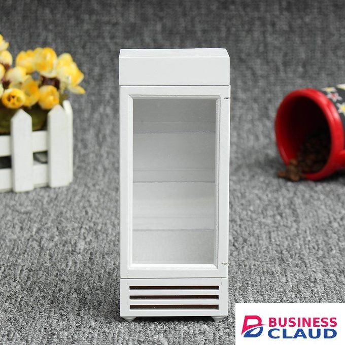 1:12 Miniature Display White Wooden Fridge Dollhouse Accessories Appliance Gift