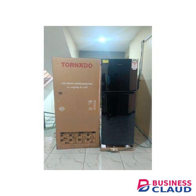 Tornado 304 Liter Black, 3 Years Warranty, Large Capacity Fridge/Freezer, 20L Vegetable/Fruit Rack