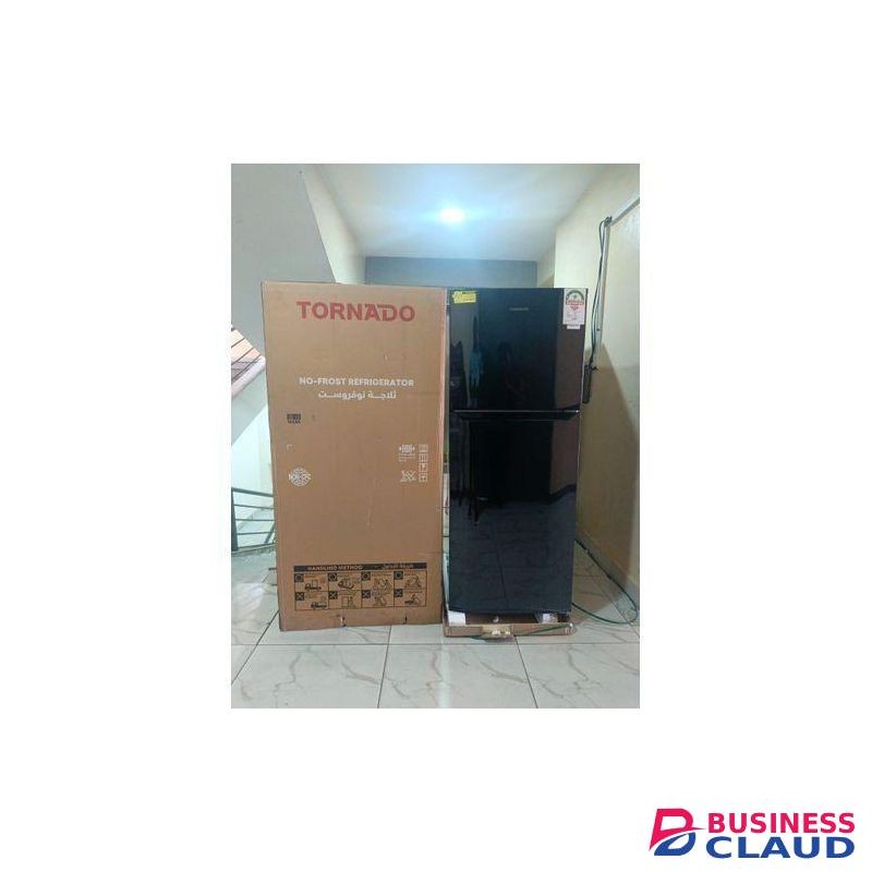 Tornado 304 Liter Black, 3 Years Warranty, Large Capacity Fridge/Freezer, 20L Vegetable/Fruit Rack