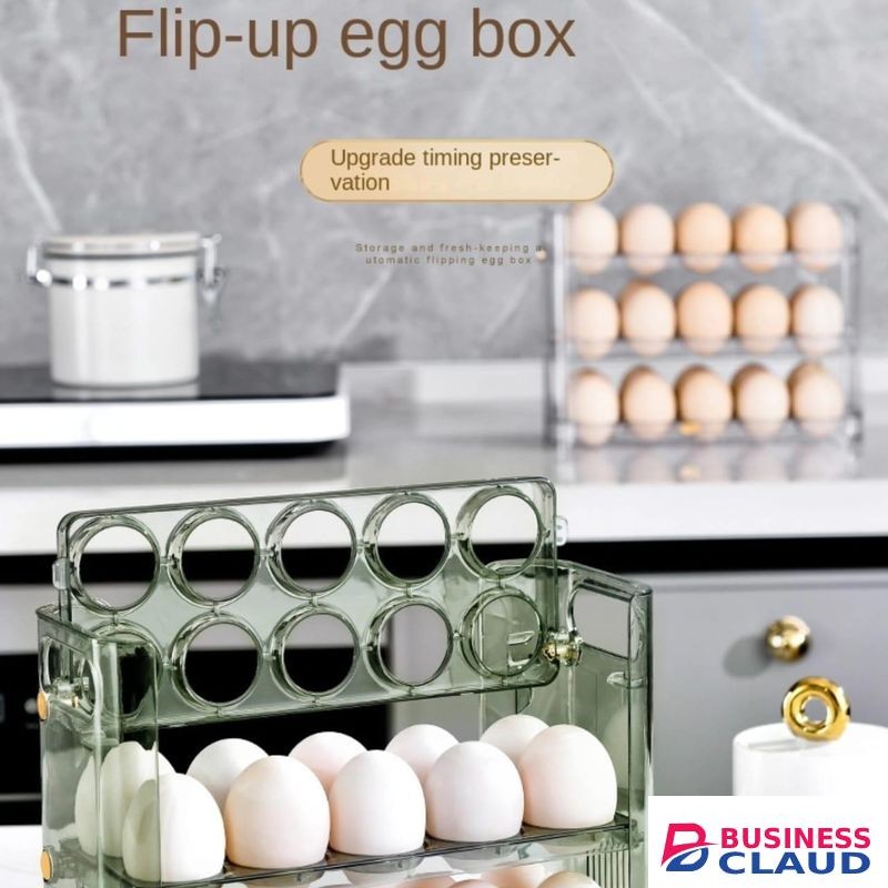 Autoflip Fridge Egg Storage Plastic Box, Large Capacity Egg Holder for Refrigerator, Space-Saving 30-Egg Rack, Durable Kitchen Organizer for Fresh Egg Storage