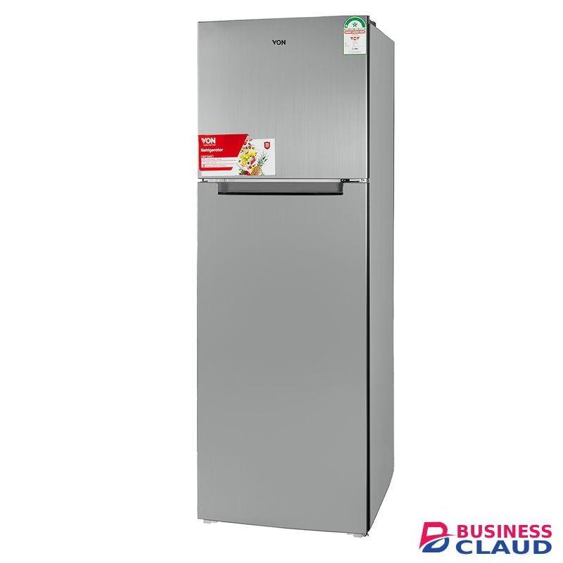 VON VART-36NHS Double Door Fridge 251L - Silver