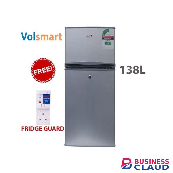 VOLSMART VL-BCD138- 138L,Double Door Fridge,SILVER+FREE GUARD (1 YR WARRANTY)