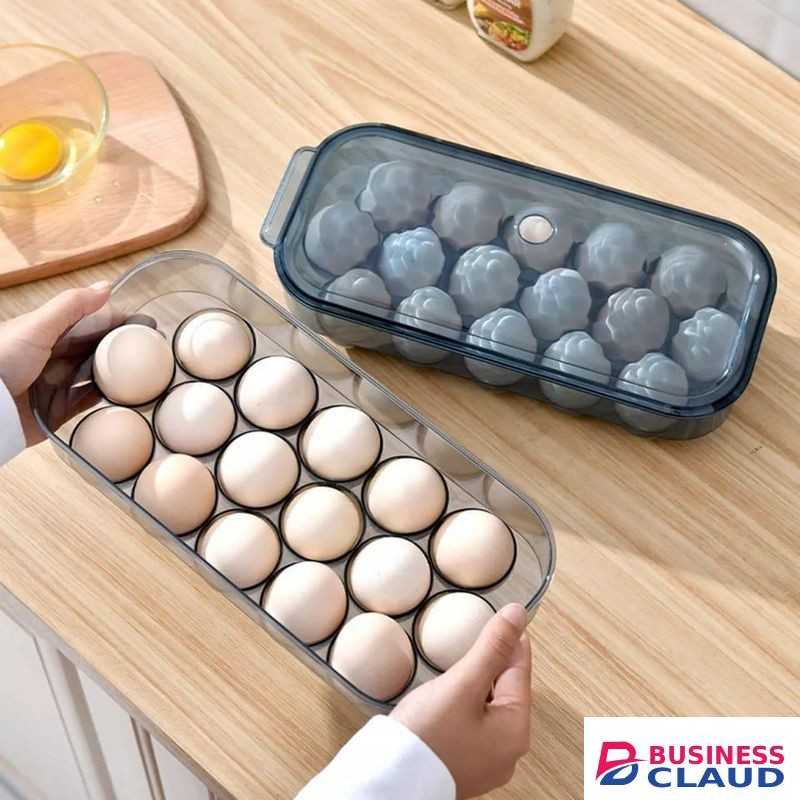 Egg Storage Box Egg Holder for Refrigerator Transparent Single Layer Stackable Egg Container with Lid for 16 Eggs Plastic Fridge Organizer Safe Storage Space Saving Kitchen Accessory
