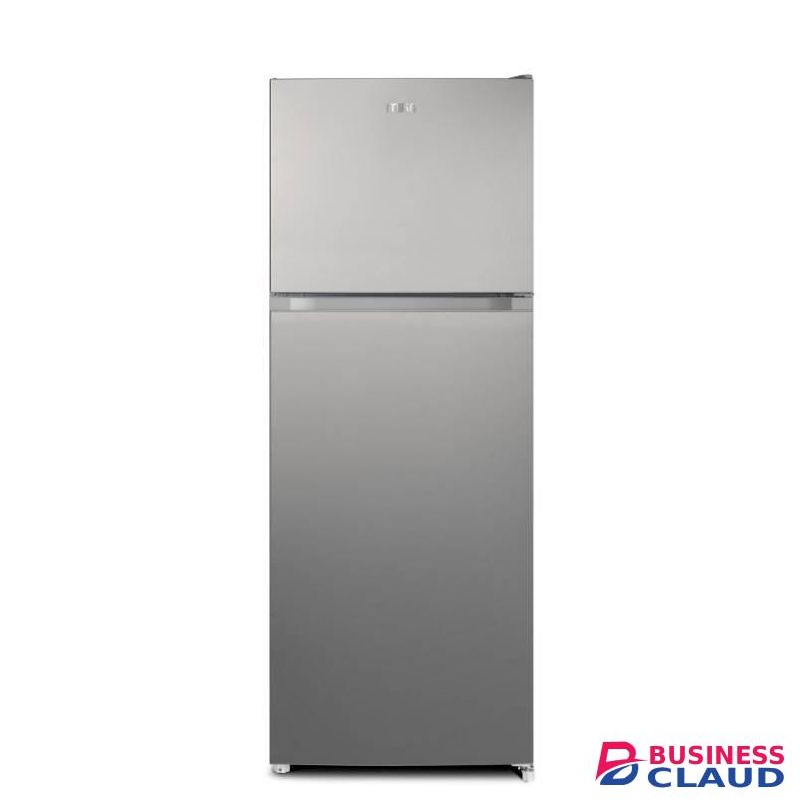 Mika Fridge 138 LTR Double Door Top Mount Freezer, Defrost (Direct Cool), Line Silver