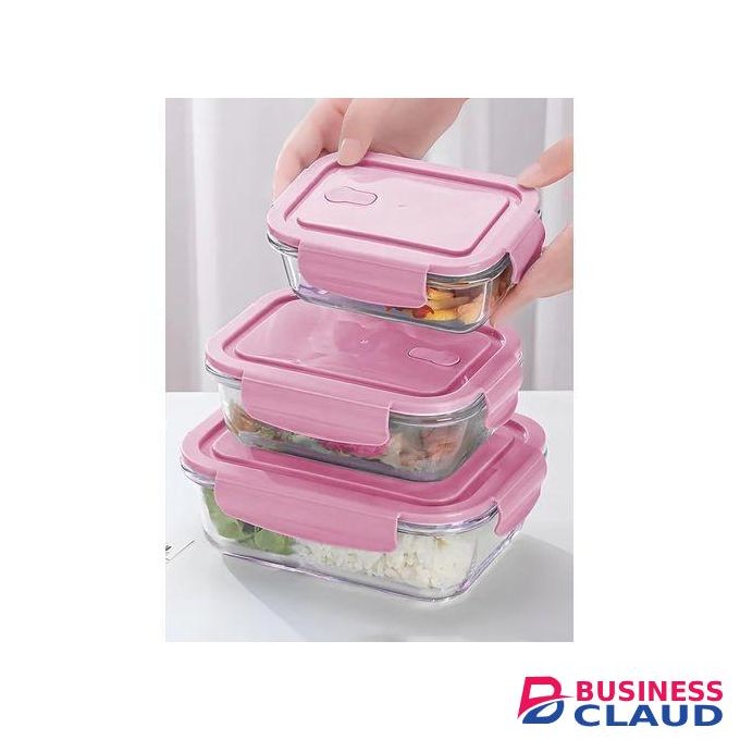 Borosilicate Glass Food Storage Containers with Lids - Airtight Leak Proof Food Container Lids and Silicone Seal Fridge Organizer Stackable Refrigerator Organizer, Glass Food Storage Containers with Leakproof Lids Set of 3, 410ml - 680ml - 1040ml