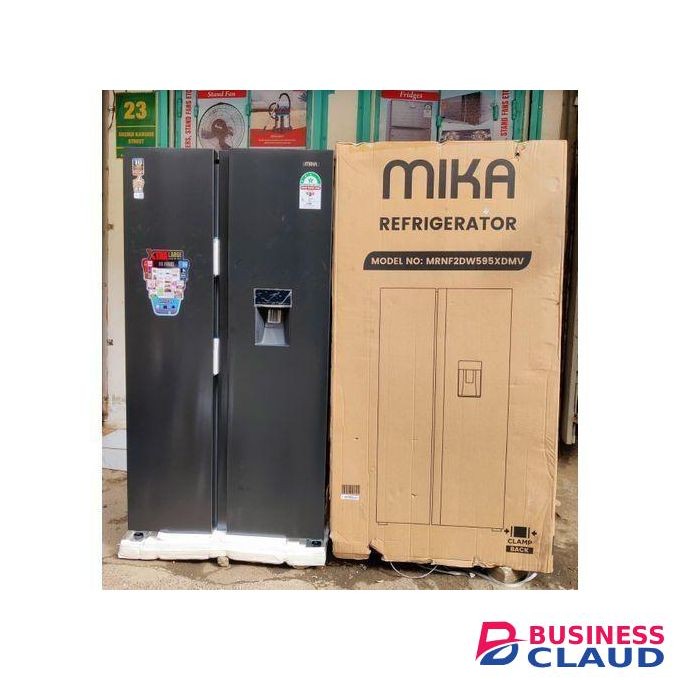 Mika Fridge, 595L, 2 Door Side By Side, No Frost, INVERTER Compressor, Inox Line Brush, Water Dispenser