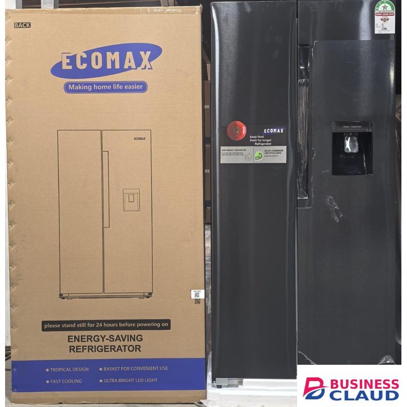 Ecomax 454 litres Side by Side Fridge, 454L Capacity, No Frost Technology with free gift.