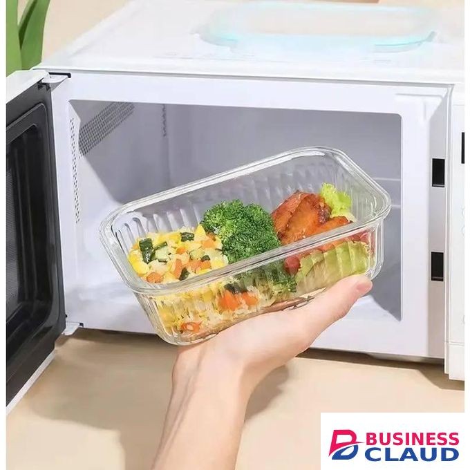 3-Piece Borosilicate Glass Food Storage Container Set with Airtight Snap Lock Lids, Ribbed Glass Kitchen Organizer for Meal Prep and Fridge Storage, Glass Containers for Refrigerator Organization