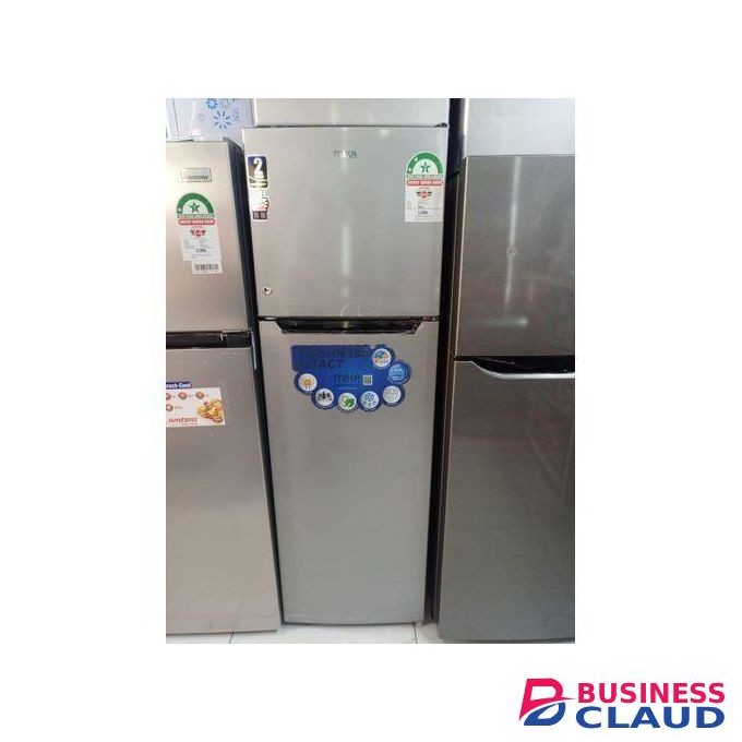 Mika Fridge, 168L, 2 Door Top Mount Freezer, Defrost (Direct Cool), Dark Silver