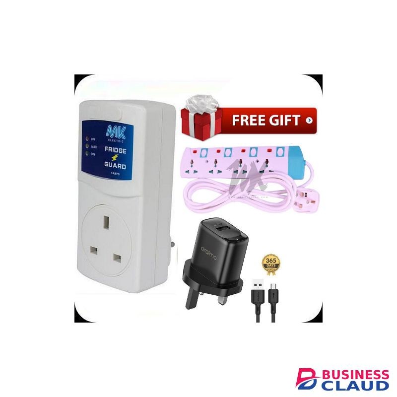 MK Smart Max Fridge Guard For Hisense , Samsung & All Fridges/Refrigerators + Free 4-Way Power King Extension With inbuilt independent Switch & Fast Charger