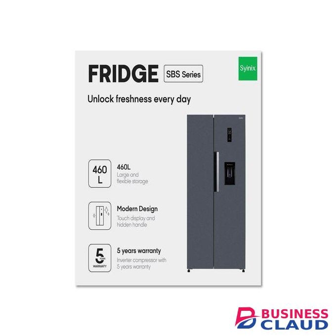 Syinix 460L Side-by-Side SBS Fridge – Large Capacity & Energy Efficient No Frost, Inverter, Water Dispenser (2YRs WRTY)