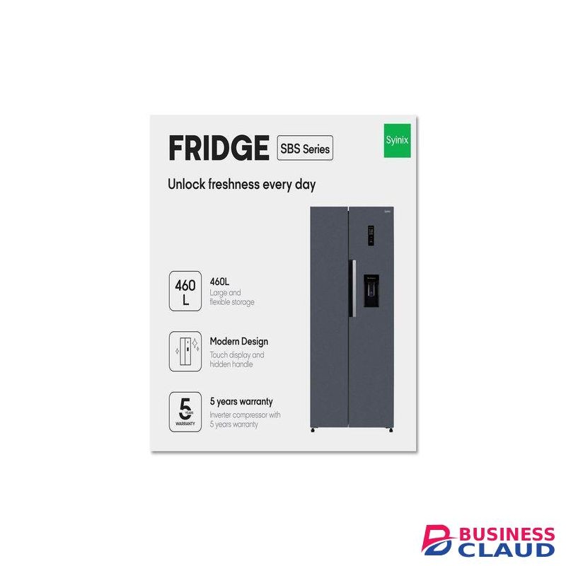 Syinix 460L Side-by-Side SBS Fridge – Large Capacity & Energy Efficient No Frost, Inverter, Water Dispenser (2YRs WRTY)