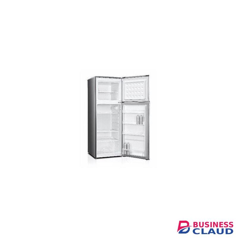 VON Double Door Fridge 181 Liters with Large freezer compartment, Toughened glass shelves, Ice tray & egg tray provided - Inox