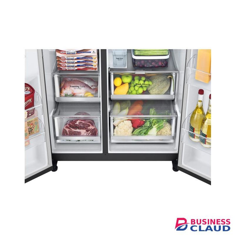 LG GC-J257SQRS Net 635(L) Side-by-Side with UVnano® Water Dispenser in Matte Black Finish Fridge