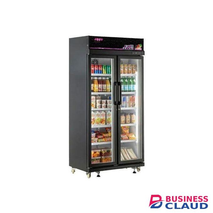 Armco 580L No Frost Double Glass Door Showcase Cooler Fridge – Ventilated Cooling, Digital Controller, Lockable, Energy Efficient Commercial Display.
